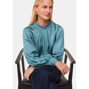 Whistles Teal Lea Satin Blouse